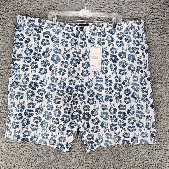 Jachs Other - Jachs Shorts Mens 44 White & Blue Floral Print Mid Rise Flat Front *NWT*
